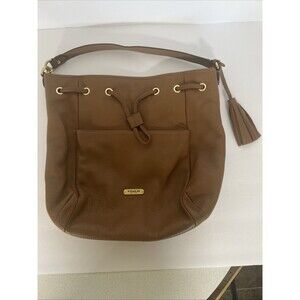 Coach Avery Pebble Leather Drawstring Hobo Handbag Purse F27003 Brown